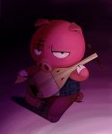 1boy animal_ears doubutsu_no_mori furry gureo_(doubutsu_no_mori) instrument pig pig_boy pig_ears scar shamisen sitting solo want_b_herob 