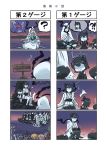  4koma 6+girls afloat ahoge ao_arashi asagumo_(kantai_collection) black_hair braid brown_hair comic commentary_request detached_sleeves double_bun entombed_air_defense_guardian_hime fusou_(kantai_collection) hachimaki headband highres horns i-class_destroyer kantai_collection long_hair machinery michishio_(kantai_collection) mogami_(kantai_collection) multiple_4koma multiple_girls night_strait_hime_(black) night_strait_hime_(white) nontraditional_miko ocean pleated_skirt ponytail pt_imp_group remodel_(kantai_collection) ru-class_battleship shigure_(kantai_collection) shinkaisei-kan short_hair silent_comic silver_hair single_braid skirt sweat translation_request turret veil white_hair white_skin yamagumo_(kantai_collection) yamashiro_(kantai_collection) 