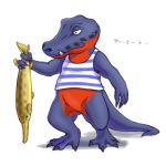  1boy akiduhaniwa alligator alligator_tail crocodilian doubutsu_no_mori fang fish furry simple_background solo white_background yamato_(doubutsu_no_mori) 