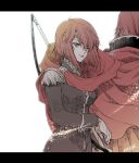  1boy 1girl armor brother_and_sister cape fire_emblem fire_emblem:_mystery_of_the_emblem gloves kizuki_miki long_hair minerva_(fire_emblem) misheil_(fire_emblem) red_eyes redhead short_hair siblings simple_background weapon white_background 