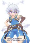  1boy blush bodysuit brown_hair cosplay crotchless_pants fingerless_gloves gloves luke_venus male_focus pop-up_story rex_(xenoblade_2) rex_(xenoblade_2)_(cosplay) short_hair simple_background solo violet_eyes white_background wings xenoblade_2 