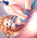  1girl akaishi blue_eyes flat_chest heterochromia jewelry league_of_legends long_hair looking_at_viewer midriff navel necklace open_mouth orange_hair pointing pointing_at_viewer sarong scarf shorts smile solo stomach toeless_legwear very_long_hair violet_eyes zoe_(league_of_legends) 