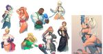  1boy 6+girls absurdres adjusting_hair alternate_color antenna_hair belt beret black_dress black_gloves blonde_hair blue_eyes boxing_gloves braid breasts cammy_white cape character_request chuck_pires cleavage cleavage_cutout collage dark_skin dc_comics dead_or_alive dress dudley dungeons_&amp;_dragons:_shadow_over_mystara dungeons_and_dragons elbow_gloves elf facial_hair fighting_stance gloves green_gloves hair_over_one_eye hat highres kasumi_(doa) large_breasts leotard long_hair lucia_(d&amp;d) miang_hawwa multiple_girls mustache navel navel_cutout panties plunging_neckline pointy_ears ponytail power_girl short_hair side-tie_panties skin_tight street_fighter street_fighter_iii_(series) superhero tan taut_clothes tunic twin_braids underwear very_dark_skin white_hair xenogears 