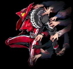  armor belt-san black_background character_request cowboy_shot helmet highres kamen_rider kamen_rider_drive kamen_rider_drive_(series) kamen_rider_drive_(type_tridoron) linnnoj male_focus red_armor red_helmet rider_belt simple_background solo_focus yellow_eyes 