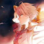  androgynous animal animal_on_shoulder cape fox houhou_(black_lack) japanese_clothes katsugeki/touken_ranbu konnosuke profile saniwa_(katsugeki/touken_ranbu) saniwa_(touken_ranbu) touken_ranbu upper_body 