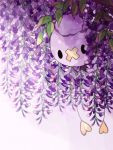  animal_focus artist_name balloon colored_skin commentary_request drifloon floating hanabusaoekaki hanging_plant highres leaf no_humans pokemon pokemon_(creature) purple_skin solid_oval_eyes solo 