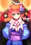  animal_ears cat_ears fox_mask highres japanese_clothes kimono mask rezo-sempai smile 