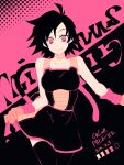  1girl armor bakusou_k black_hair dragon_ball gine looking_at_viewer monochrome short_hair skirt smile solo_focus tail wristband 