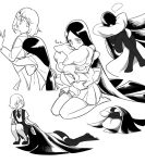  androgynous black_gloves black_hair black_legwear black_neckwear blush bort diamond_(houseki_no_kuni) elbow_gloves gem_uniform_(houseki_no_kuni) gloves houseki_no_kuni long_hair monochrome necktie pajamas pillow pillow_hug shirt short_hair shorts suspender_shorts suspenders thigh-highs white_shirt yokoshima_mingu 