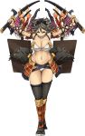  1girl artist_request breasts brown_hair cleavage dual_wielding full_body holding holding_sword holding_weapon katana large_breasts midriff navel official_art oshiro_project oshiro_project_re saga_(oshiro_project) sheath short_hair solo sword transparent_background unsheathing weapon 