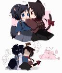  ... 2boys ? animal_ears animalization black_hair blue_eyes bow brown_hair cat cat_ears cat_tail chocolate_bar dog dog_ears dog_tail fang hakama hands_on_another&#039;s_face heart japanese_clothes kashuu_kiyomitsu kemonomimi_mode male_focus multiple_boys open_mouth ponytail red_eyes scarf shaded_face smile spoken_ellipsis tail tail_bow tongue tongue_out touken_ranbu translation_request trembling uguisu_mochi_(ykss35) yamato-no-kami_yasusada 