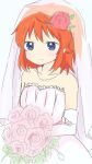  10s 1girl blue_eyes blush closed_mouth flower gloves jewelry koshigaya_natsumi non_non_biyori pixiv red_hair shika_(s1ka) solo wedding weeding_dress white_background 