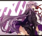  1girl ass bb_(fate/extra_ccc) breasts fate/extra fate/extra_ccc fate_(series) gloves hair_ribbon highres hino_hinako large_breasts long_hair looking_back panties purple_hair ribbon skirt solo underwear violet_eyes 