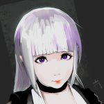  1girl absurdres bangs black_choker blunt_bangs closed_mouth eyelashes highlights highres long_hair looking_at_viewer multicolored_hair original portrait red_lips sergey_orlov simple_background solo violet_eyes white_hair 