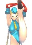  armpits blonde_hair blue_eyes cammy_white hair_braid ken19941028 leotard necktie street_fighter white_background 