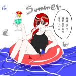  drinking_straw frills houseki_no_kuni innertube mercury ponytail redhead shinsha_(houseki_no_kuni) solo sunglasses water 