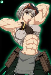  1girl abs muscle ren_(tainca2000) white_hair 