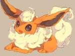  :3 :d black_eyes commentary_request flareon from_side full_body grey_background hideko_(l33l3b) looking_at_viewer no_humans open_mouth pokemon pokemon_(creature) simple_background sitting sketch smile solo 