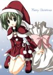  christmas green_eyes green_hair hat highres korie_riko macross macross_frontier open_mouth ranka_lee santa_hat 