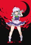  hairband izayoi_sakuya knife noko351 red_eyes short_hair silver_hair thick_thighs thighs touhou twin_braids 