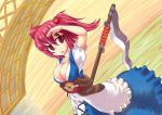  breasts cleavage hair_bobbles hair_ornament kosmosshuffle large_breasts onozuka_komachi red_hair redhead scythe touhou twintails 
