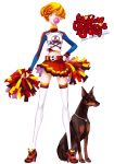  bubblegum cheerleader dog green_eyes legs midriff migikiki original pom_poms skirt thigh-highs thighhighs 