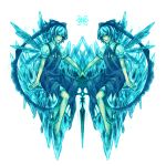  blue_eyes blue_hair cirno highres ice multiple_girls sword symmetry te_okure teo_kure touhou weapon wings 