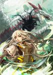  camellia_(pixiv_fantasia) dragon facial_mark forehead_mark gigandal_federation gin_(oyoyo) katana long_hair pixiv pixiv_fantasia pixiv_fantasia_3 sword weapon white_hair yellow_eyes 