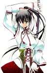 black_hair hair_ribbon japanese_clothes katana moonsorrow original ponytail ribbon sword weapon 