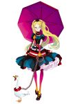  blonde_hair chain chains collar duck gloves green_eyes long_hair migikiki original pantyhose parasol umbrella 