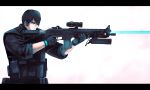  black_hair foxhound gloves gun highres laser_sight male onibi_(foxhound4185) original rifle short_hair sig_556 weapon 