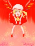  blonde_hair blush fangs flandre_scarlet hat loup-garou ponytail red_eyes short_hair side_ponytail touhou wings 