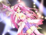  long_hair microphone pink_hair pointing pop_star winking yellow_eyes 