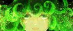  1girl chizuko_(smogmog) close-up curly_hair face glowing green_eyes green_hair onepunch_man solo tatsumaki 