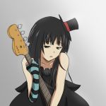  1girl akiyama_mio bass_guitar don&#039;t_say_&quot;lazy&quot; don&#039;t_say_lazy hat instrument k-on! long_hair mako_(pixiv) mini_top_hat solo top_hat 