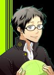  adachi_tohru bespectacled black_hair cabbage glasses male persona persona_4 school_uniform sumi_(pixiv) sumii_(fumiki7) 