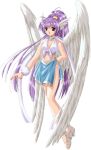  angel choker long_hair navel ponytail purple_hair red_eyes sandal thigh-highs wings 