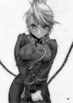  bondage chains clothed fullmetal_alchemist monochrome riza_hawkeye 