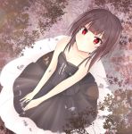  1girl bare_shoulders black_hair dress highres kono_subarashii_sekai_ni_shukufuku_wo! looking_at_viewer mahdi megumin red_eyes smile solo tree 