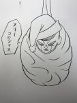  1boy christmas dragon_ball frieza frown hat highres image_sample looking_at_viewer male_focus monochrome santa_hat serious speech_bubble translation_request twitter_sample 