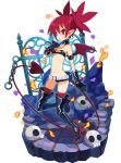  1girl alpha_transparency bat_wings demon_girl demon_tail demon_wings disgaea earrings elbow_gloves etna faux_figurine flat_chest gloves harada_takehito jewelry makai_wars mini_wings official_art pointy_ears redhead skull_earrings solo tail transparent_background wings 