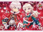  1boy 1girl blush cape chibi christmas female_my_unit_(fire_emblem_if) fire_emblem fire_emblem:_kakusei fire_emblem_heroes fire_emblem_if gloves hairband hat kiriya_(552260) long_hair male_my_unit_(fire_emblem:_kakusei) mamkute my_unit_(fire_emblem:_kakusei) my_unit_(fire_emblem_if) open_mouth pointy_ears red_eyes short_hair smile white_hair 