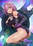 1girl ass breasts elbow_gloves fate/grand_order fate_(series) gloves hair_over_one_eye large_breasts lavender_hair leotard mash_kyrielight purple_hair pyz_(cath_x_tech) shield short_hair thigh-highs violet_eyes 
