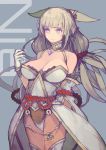  1girl absurdres animal_ears bangs breasts cat_ears highres large_breasts long_hair low_twintails luviantree navel niyah panties silver_hair simple_background smile solo spoilers twintails underwear xenoblade xenoblade_2 yellow_eyes 