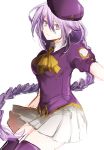  1girl ascot braided_hair hat hottaryou melty_blood open_mouth purple_hair sion_eltnam_atlasia skirt thigh-highs tsukihime violet_eyes 