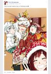  alternate_universe child christmas couple hat if_they_mated kuma_(bloodycolor) ruby_rose rwby salute santa_hat stress two-finger_salute weiss_schnee 