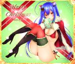  1girl 2015 bikini blue_hair boots breasts christmas frofrofrost gift long_hair merry_christmas phantasy_star phantasy_star_online_2 red_eyes solo swimsuit thigh-highs twintails 