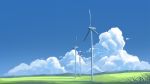  blender_(medium) blue_sky clouds commentary day field grass highres landscape making_of mclelun no_humans original outdoors photoshop scenery sky wind_turbine windmill 