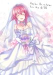  1girl ^_^ ^o^ absurdres breasts chaos;child closed_eyes dress highres looking_at_viewer nishijou_myu onoe_serika redhead smile solo wedding_dress 