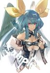  1girl angel_wings banpai_akira blue_hair breasts cleavage dizzy_(guilty_gear) glowing glowing_eyes guilty_gear guilty_gear_xrd hair_ribbon red_eyes ribbon sample simple_background solo white_background wings 